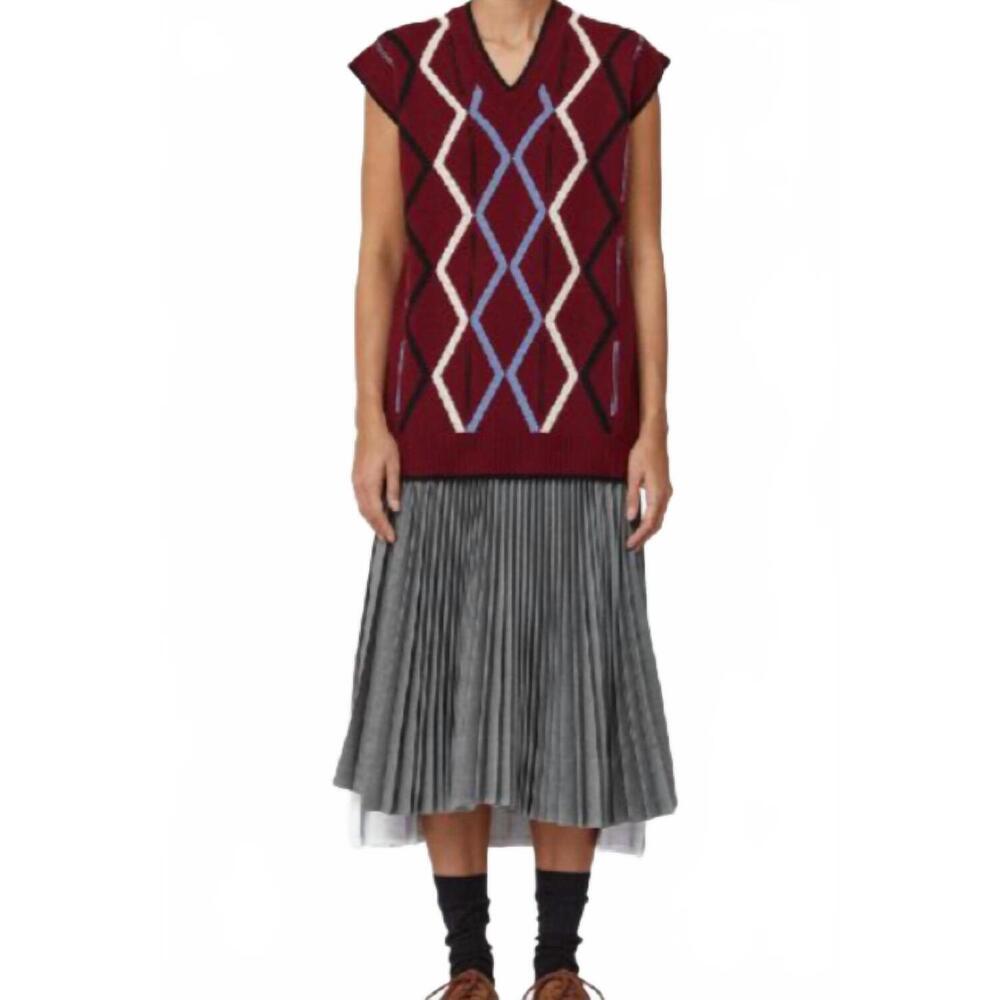 NEW PLAN C women's rhombus vest in burgundy
